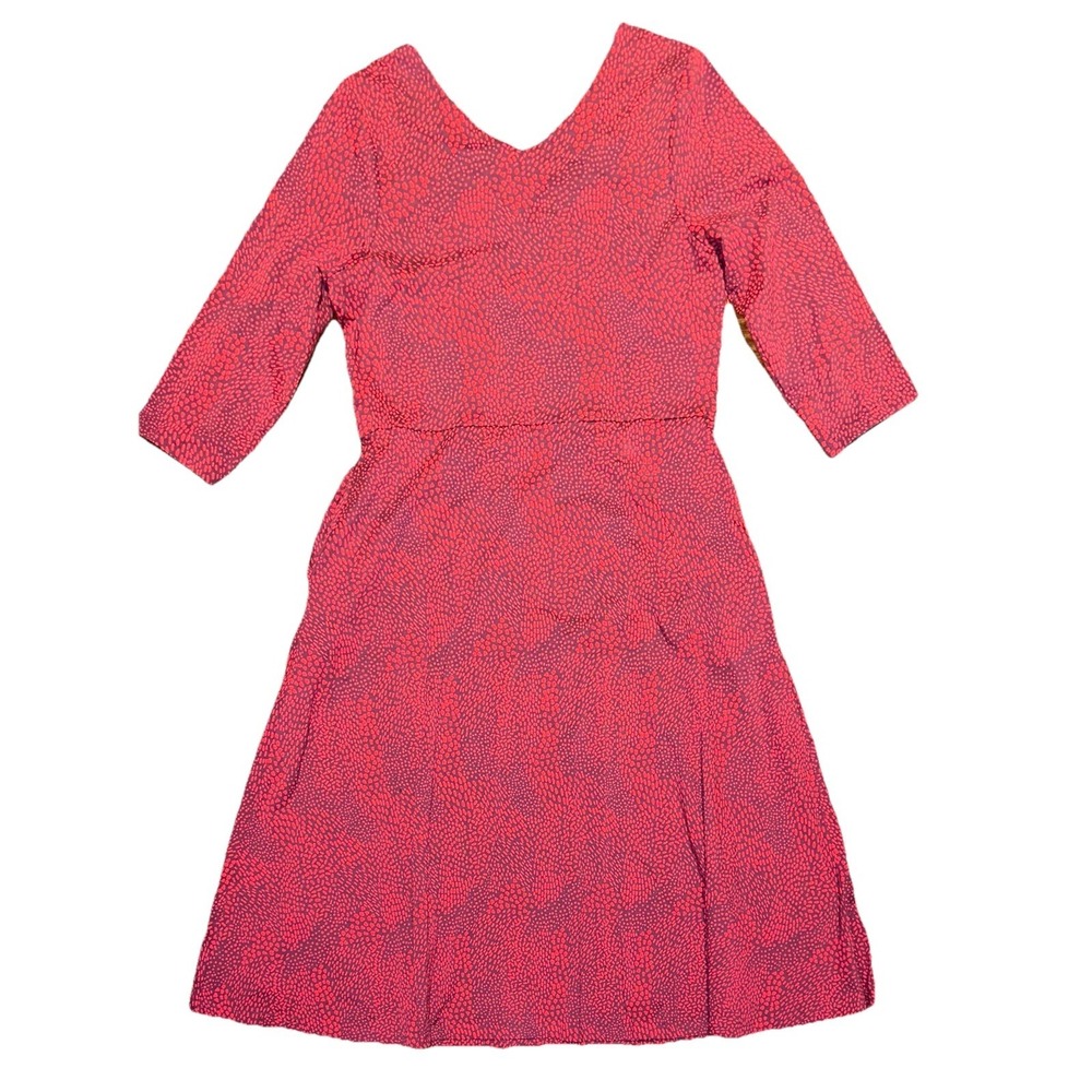 New Pact Dakota Dress 3/4 Sleeve Fit & Flare Midi‎ Organic Cotton XL Pockets - Picture 3 of 7